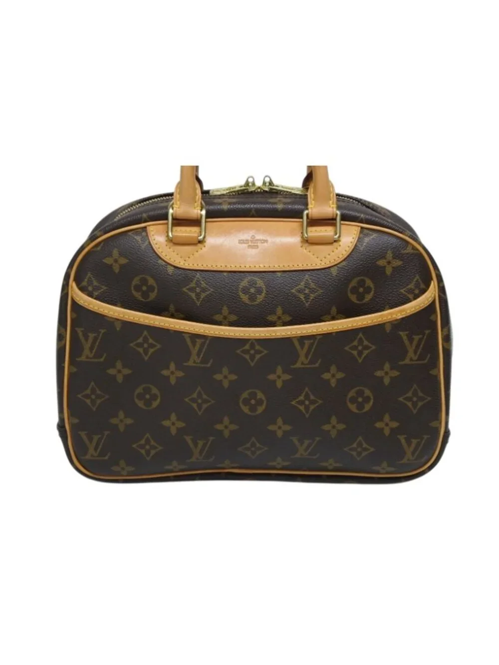 Louis Vuitton Trouville Handbag Monogram Brown Leather Gold